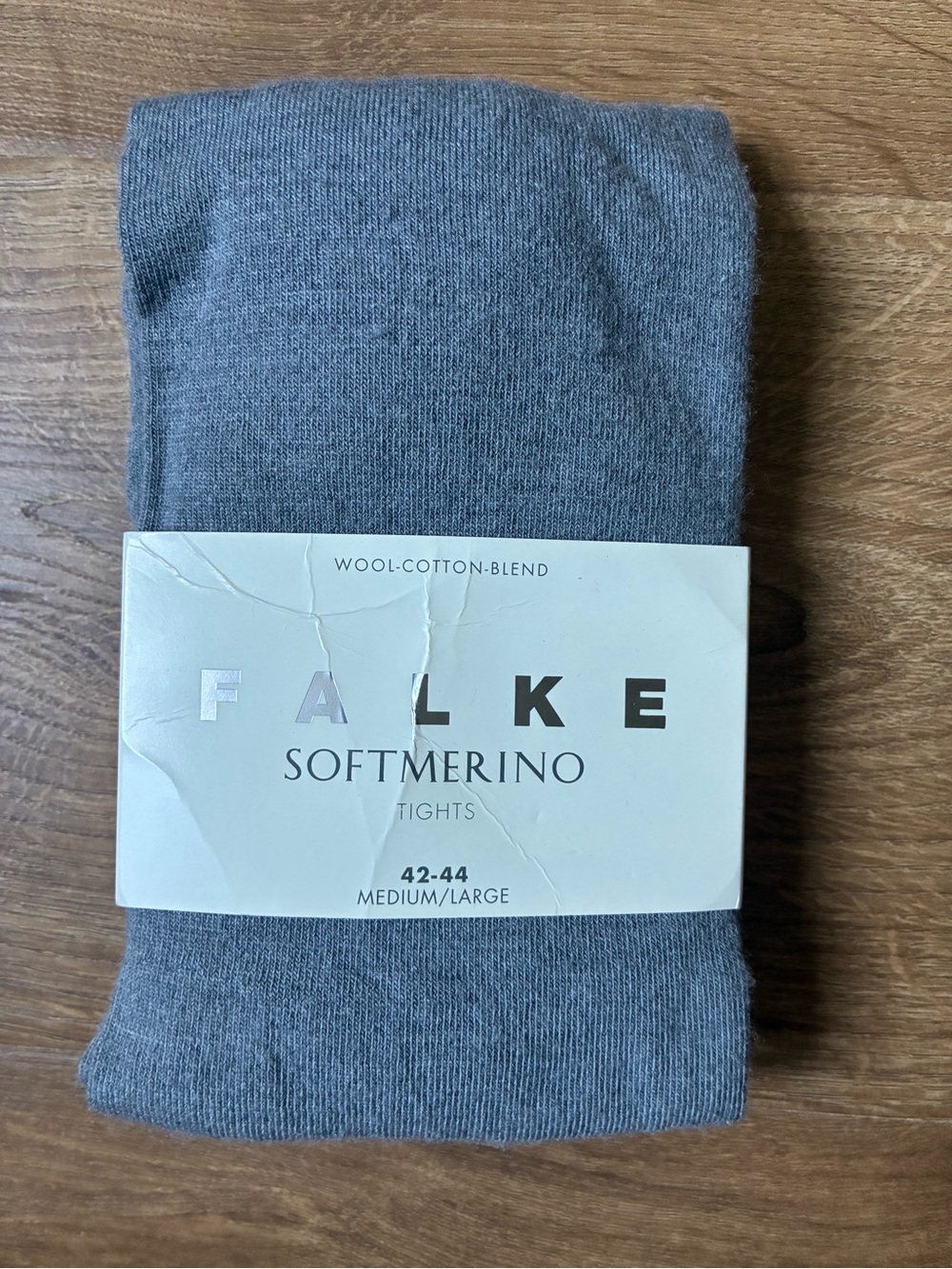 FALKE Softmerino Wool & Cotton Gray Tights , M/L 42-44
